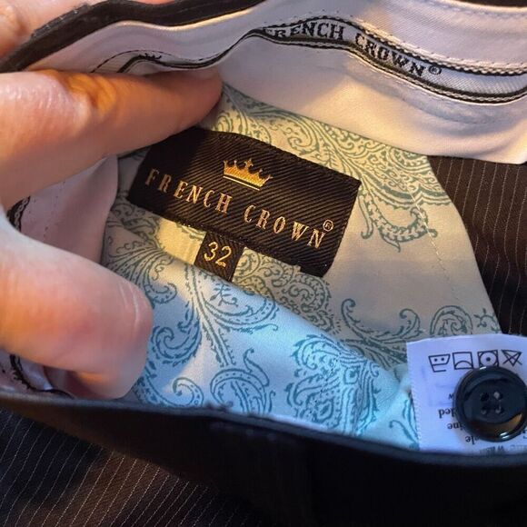 FRENCH CROWN | black with gray stripe dress pants NEW 32 - Picture 6 of 7